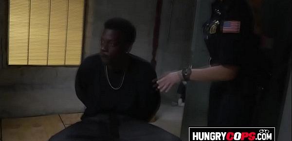  Black Male with Hard Cock Gets Punished By Big Booty Cops During Interrogation.